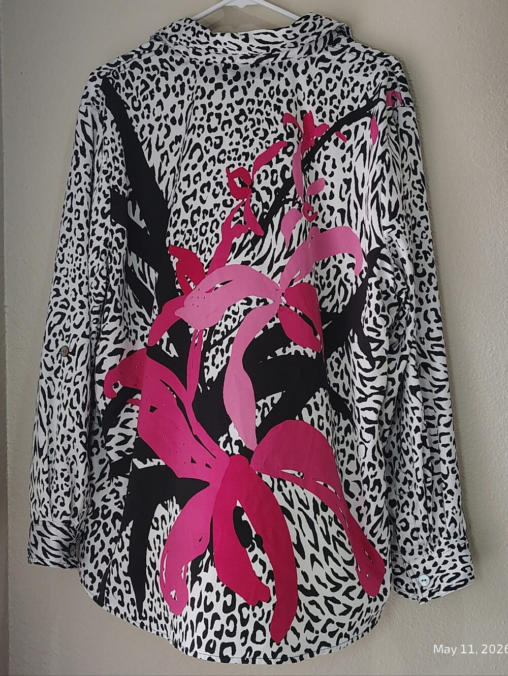 MULTIPLES WOMENS XL LEOPARD PRINT BUTTON UP LONG SLEEVE FLORAL ABSTRACT GRAIL - Picture 8 of 8